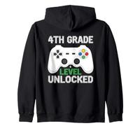4th Grade Level Unlocked Gamer Kids Zip Hoodie