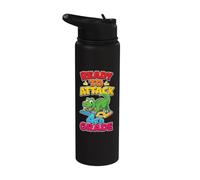 4th Grade Ready to Attack T Rex First Day Elementary School Stainless Steel Insulated Water Bottle