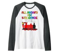 4th Grade Steam Train, Elementary Teacher, Back To School Raglan Baseball Tee