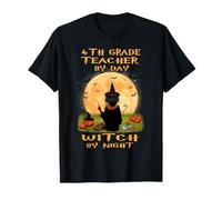 4th Grade Teacher By Day Witch By Night Halloween Costume T-Shirt