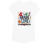 4th Grade Teacher Life: Inspiring Young Minds T-Shirt, Girls, White, XS