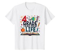 4th Grade Teacher Life: Inspiring Young Minds T-Shirt, Kids, White, 4 Years
