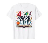 4th Grade Teacher Life: Inspiring Young Minds T-Shirt, Men, White, XL