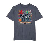 4th Grade Teacher Life: Inspiring Young Minds T-Shirt, Men's Big and Tall, Heather Blue, 5X Tall