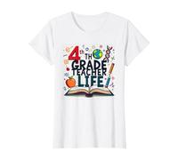 4th Grade Teacher Life: Inspiring Young Minds T-Shirt, Women, White, XXL