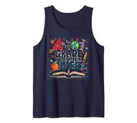 4th Grade Teacher Life: Inspiring Young Minds Tank Top, Men, Navy, S