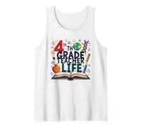 4th Grade Teacher Life: Inspiring Young Minds Tank Top, Men, White, XL