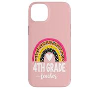 4th Grade Teacher Student Back To School Leopard Rainbow Case for iPhone 14 Plus