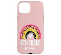 4th Grade Teacher Student Back To School Leopard Rainbow Case for iPhone 15 Plus