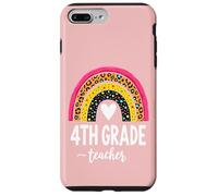 4th Grade Teacher Student Back To School Leopard Rainbow Case for iPhone 7 Plus/8 Plus
