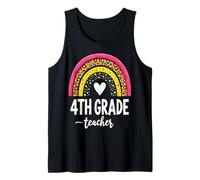 4th Grade Teacher Student Back to School Leopard Rainbow Tank Top