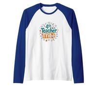 4th Grade Teacher Tribe: Inspiring Educators Unite Raglan Baseball Tee, Men, Royal Blue/White, M