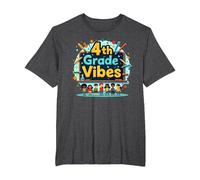4th Grade Vibes: Colorful School Adventure for Kids T-Shirt, Men's Big and Tall, Dark Heather Grey, 5X Tall