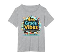 4th Grade Vibes: Colorful School Adventure for Kids T-Shirt, Women's Plus, Heather Grey, 5X