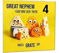 4th Great Nephew Birthday Card - Cheese Pun Funny Great Nephews Birthday Card for 4 Year old Kids four, fourth