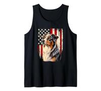4th July American Flag Blue Merle Australian Shepherd Lover Tank Top