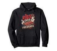 4th July BBQ Ribs Freedom America Flag Funny Pullover Hoodie