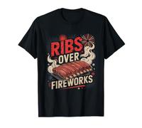 4th July BBQ Ribs Freedom America Flag Funny T-Shirt