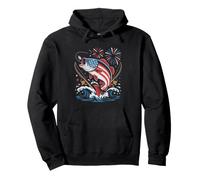 4th July Largemouth Bass American Flag Vintage Patriotic Pullover Hoodie