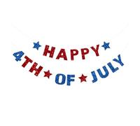 4th July Party Decorations,American Flag Happy 4th of July Banner Hanging Garland Red Blue Independence Day USA Bunting Stars Banner Kit For USA National American Party Themed Decoration Supplies