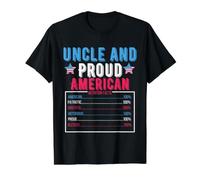 4th July Proud American Nutrition Facts Born America Uncle Value Graphic T-Shirt, Men, Black, S