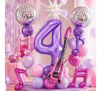 4th Kpop Birthday Decorations Girls, Purple Pink 40 Inch Number 4 Balloon