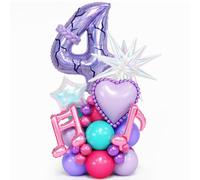 4th Kpop Birthday Decorations Purple Music Note Disco 40 Inch Balloons Set