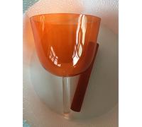 4th Octave about 6.5" orange color Crystal Singing handle bowl,Perfect Sacral chakra D Note for sound theraphy 432Hz standard,1 pcs