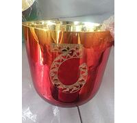4th Octave mixed red and golden color about 6.5" Crystal Singing bowl Perfect C Note Root chakra for sound theraphy 432Hz standard.