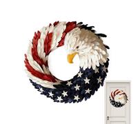 4th of July | 20 cm in Red White Blue - Decorative Wreath with Bald Eagle Design | Home Outdoor Window Wall Holiday 4th of July Memorial Day and Celebration Decoration