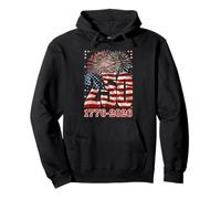 4th of July 250 Anniversary 2026 Patriotic USA Flag Design Pullover Hoodie