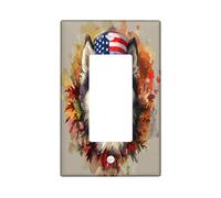 4th of July Alaskan Malamute Decorative Switch Cover 1 Gang Single Rocker, Independence Day Dog Wall Plate Cover, Standard Size, Flower Pet Electrical Faceplate for Bedroom Living Room Decor