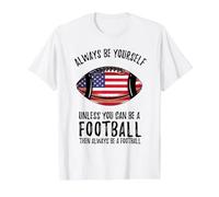 4th of July Always Be Yourself Football Value Graphic T-Shirt, Men, White, S