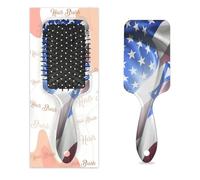 4th Of July Amerian Flag Hair Brush National Flag Pattern Wet Dry Air Cushion Hair Brush Plastic Detangler Hairbrush for Kids Adults Back To School Gift Women Men