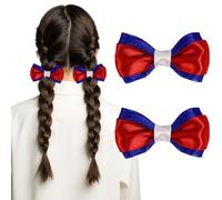 4th Of July American Flag Blue Red Hair Clips Patriotic Bows Grosgrain Ribbon Stars Stripes Alligator Clips Red white and blue Hair Accessories For Women Independence Day Party Decor Gift 2Pcs