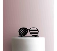 4th of July ? American Flag Sunglasses Acrylic Cake Topper 3mm Thick Premium Laser Cut Cake Decoration for Birthday, Wedding, Baby Shower & Party Cakes Durable Reusable