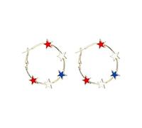 4th of July, American Independence Day, Creative Five-Pointed Star, Red, Blue and White Flag Earrings, Fashion Flag Jewelry for Women as Gift Designer Earrings (Gold, One Size)