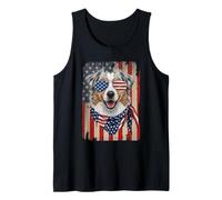 4th of July Australian Shepherd Dog American Flag Patriotic Tank Top