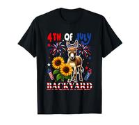 4th Of July Backyard Donkey Bow Tie US Flag Farmer Lover T-Shirt