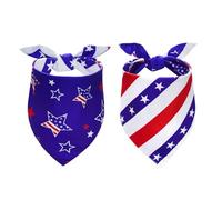 4th of July Bandanas 2 Pack,Dual-Layer Double-Sided Printing Design Triangle Reversible Memorial Day Independence Day Patriotic Scarf for Boy and Girl for Small Medium and Large Dogs