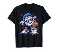 4th of July Baseball Drip for Boys Ice Cream American Flag Value Graphic T-Shirt, Men, Black, M