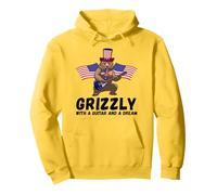 4th Of July Bear Electric Guitar American Flag Music Pullover Hoodie