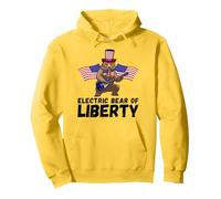 4th Of July Bear Electric Guitar American Flag Music Pullover Hoodie