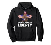 4th Of July Bear Electric Guitar American Flag Music Pullover Hoodie
