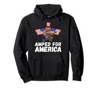 4th Of July Bear Electric Guitar American Flag Music Pullover Hoodie