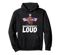 4th Of July Bear Electric Guitar American Flag Music Pullover Hoodie