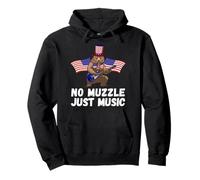 4th Of July Bear Electric Guitar American Flag Music Pullover Hoodie
