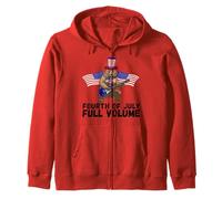 4th Of July Bear Electric Guitar American Flag Music Zip Hoodie