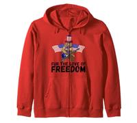 4th Of July Bear Electric Guitar American Flag Music Zip Hoodie