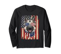 4th of July Belgian Shepherd Dog American Flag USA Patriotic Long Sleeve T-Shirt